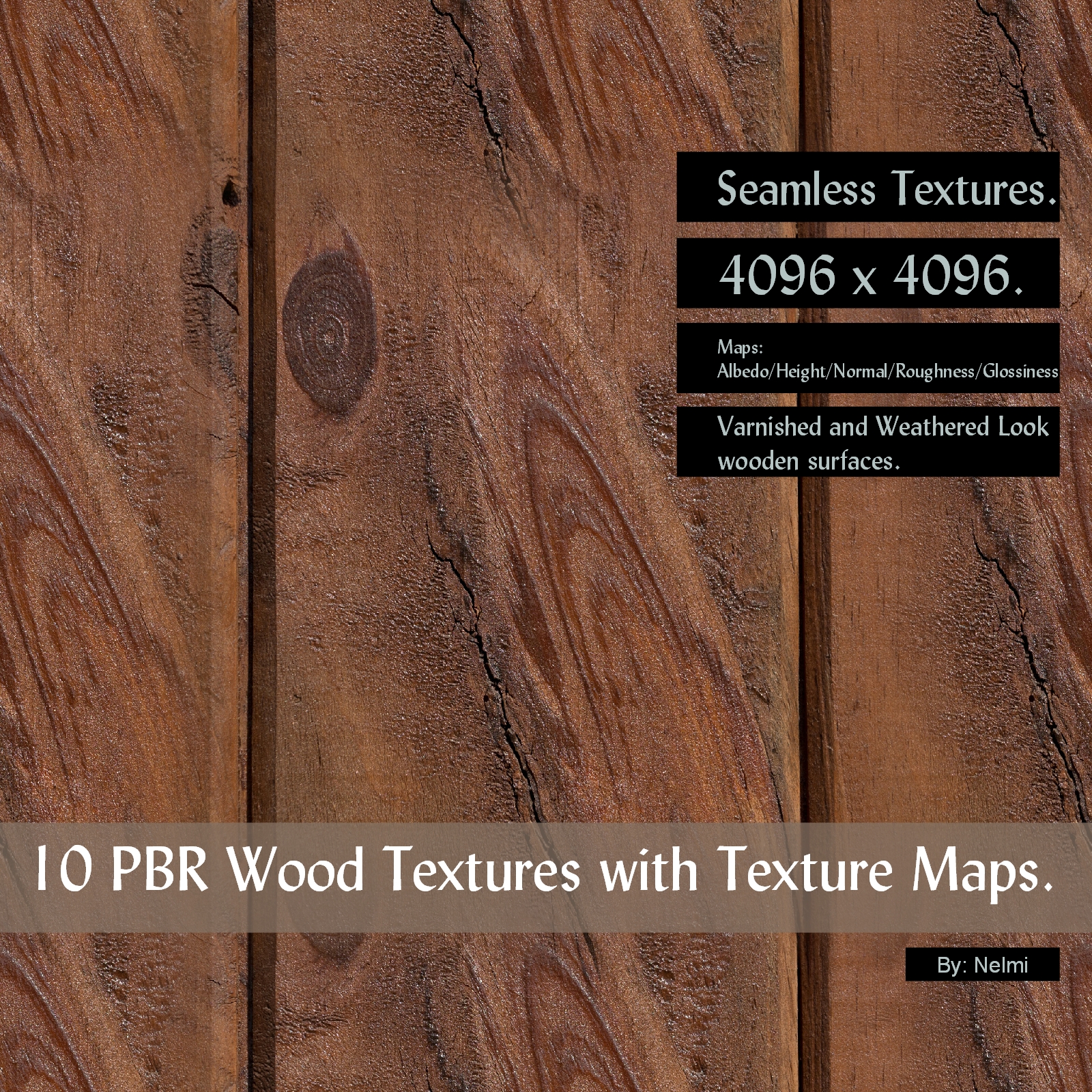 10 PBR Wood Textures with Texture Maps by N/A