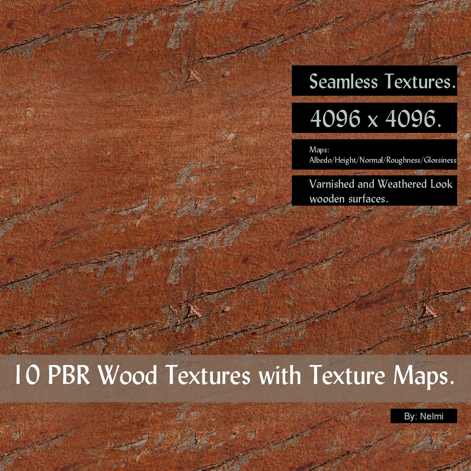 10 PBR Wood Textures with Texture Maps by N/A