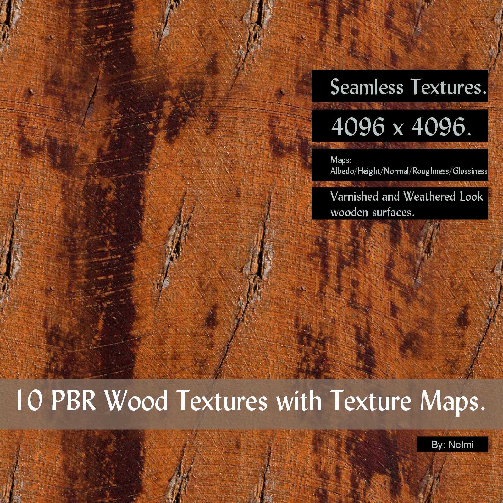10 PBR Wood Textures with Texture Maps by N/A