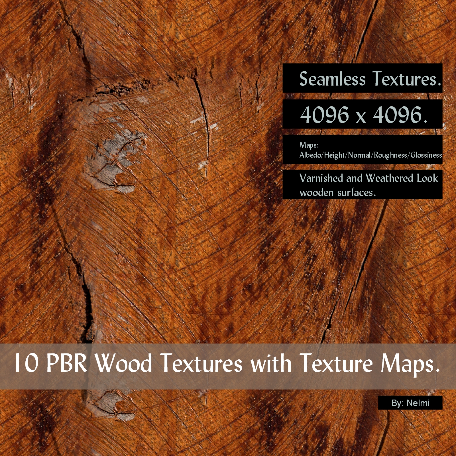 10 PBR Wood Textures with Texture Maps by N/A