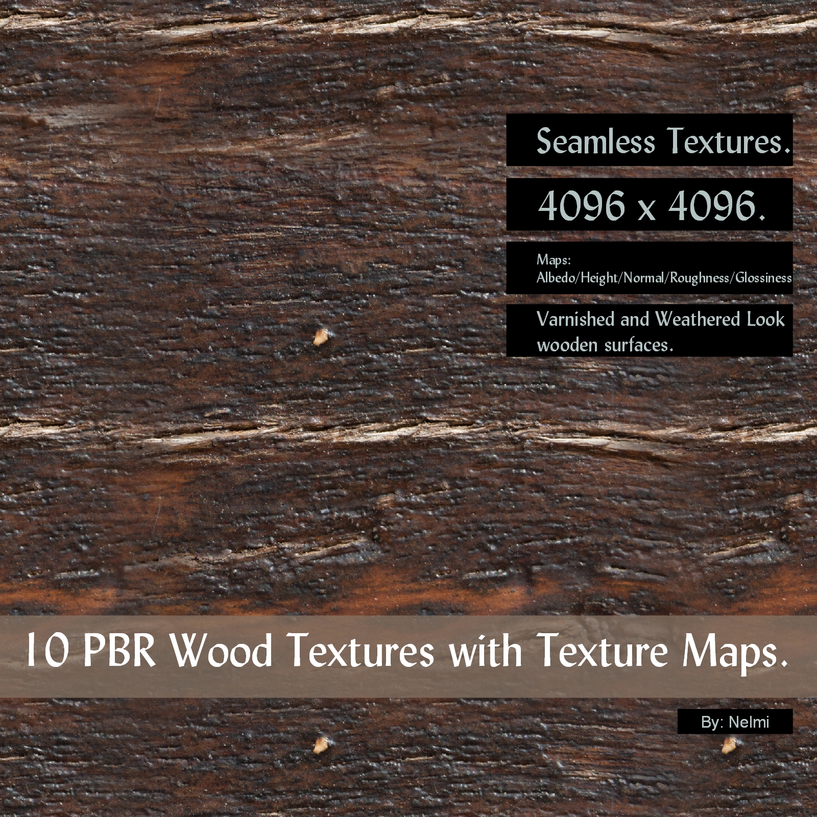 10 PBR Wood Textures with Texture Maps by N/A