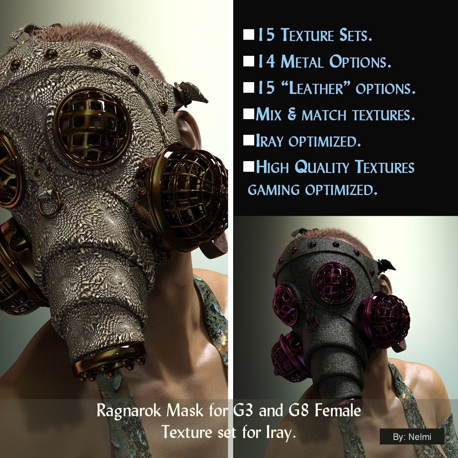Ragnarok Mask for G3 and G8 Female Texture Set by N/A