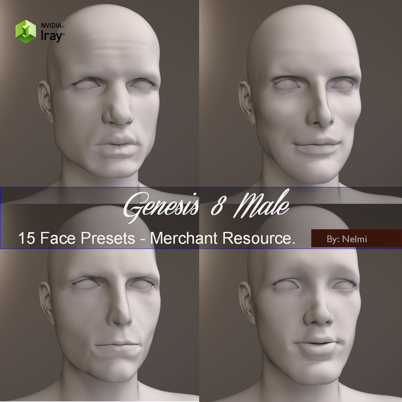 15 Face Presets for Genesis 8 Male - Merchant Resource by N/A