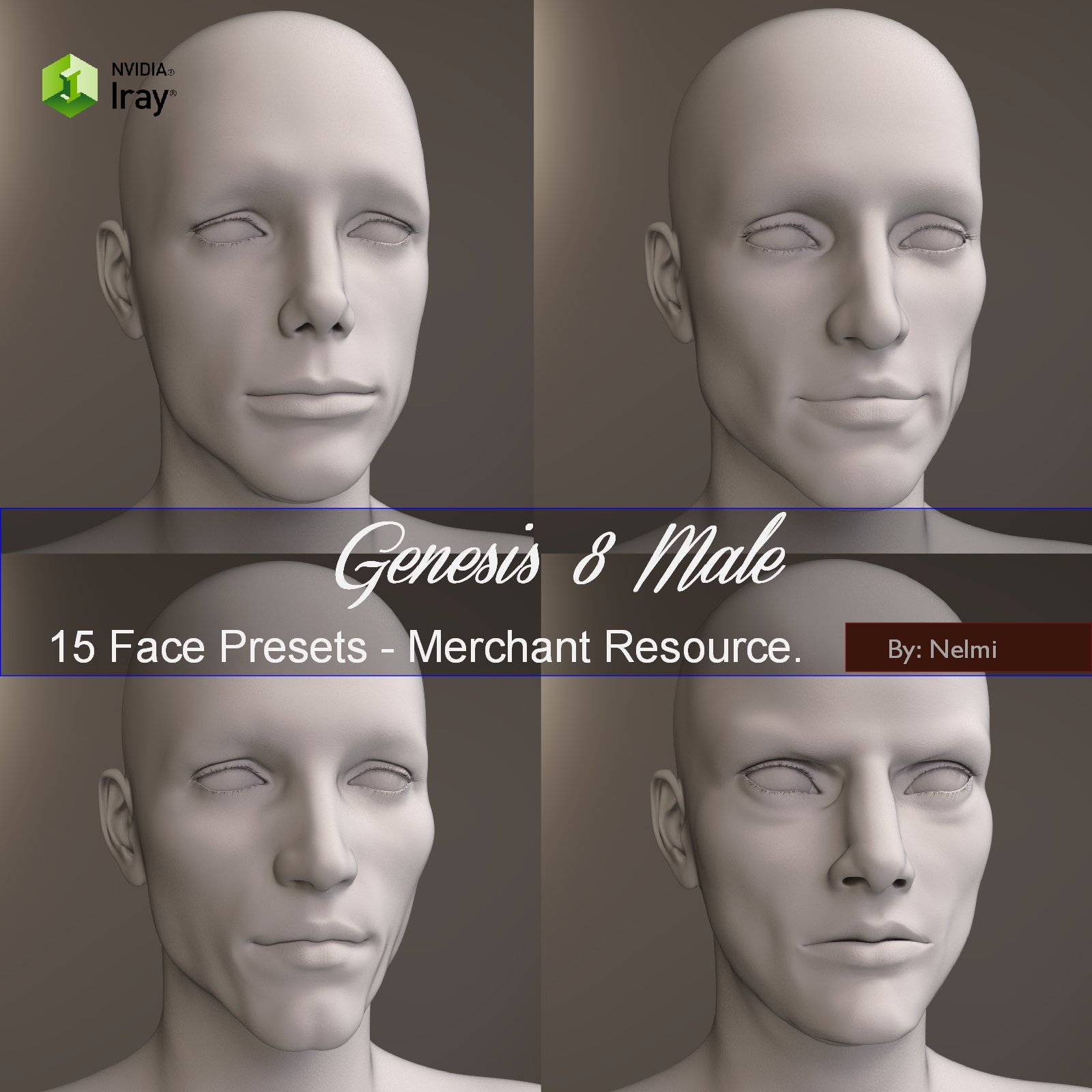 15 Face Presets for Genesis 8 Male - Merchant Resource by N/A