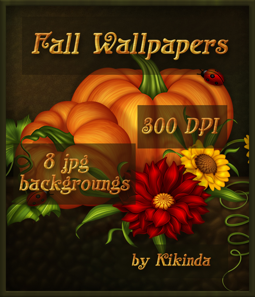 Fall Harvest Floral Wallpapers Backgroungs Set of 8 by N/A