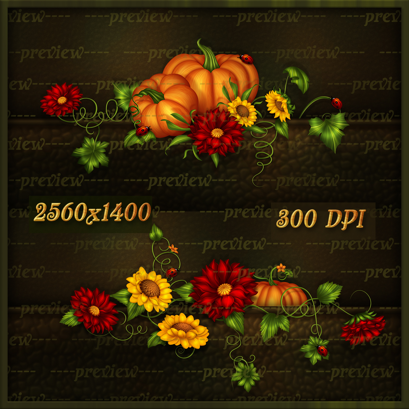 Fall Harvest Floral Wallpapers Backgroungs Set of 8 by N/A
