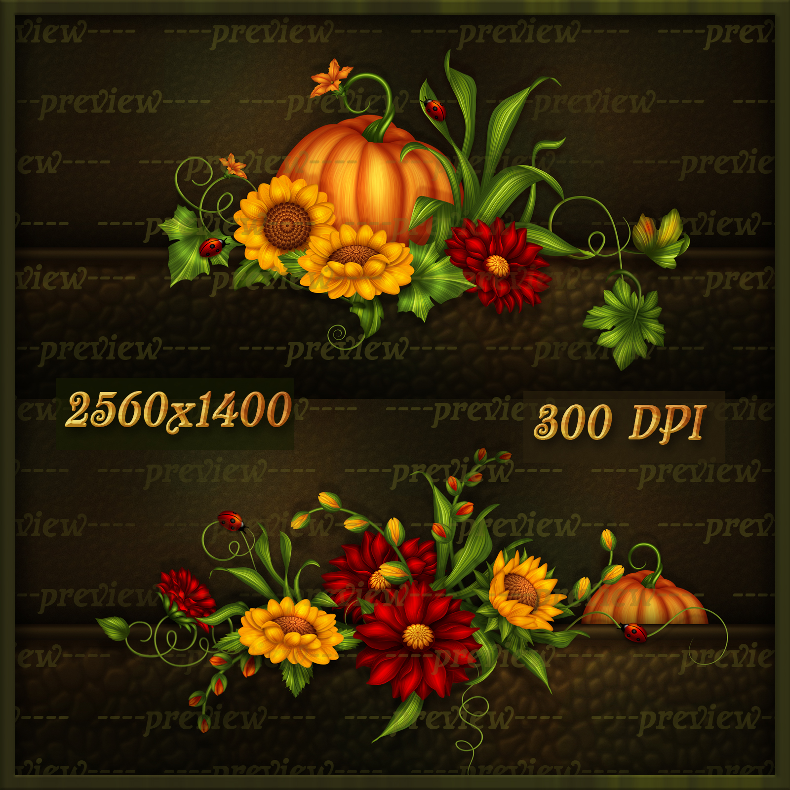Fall Harvest Floral Wallpapers Backgroungs Set of 8 by N/A