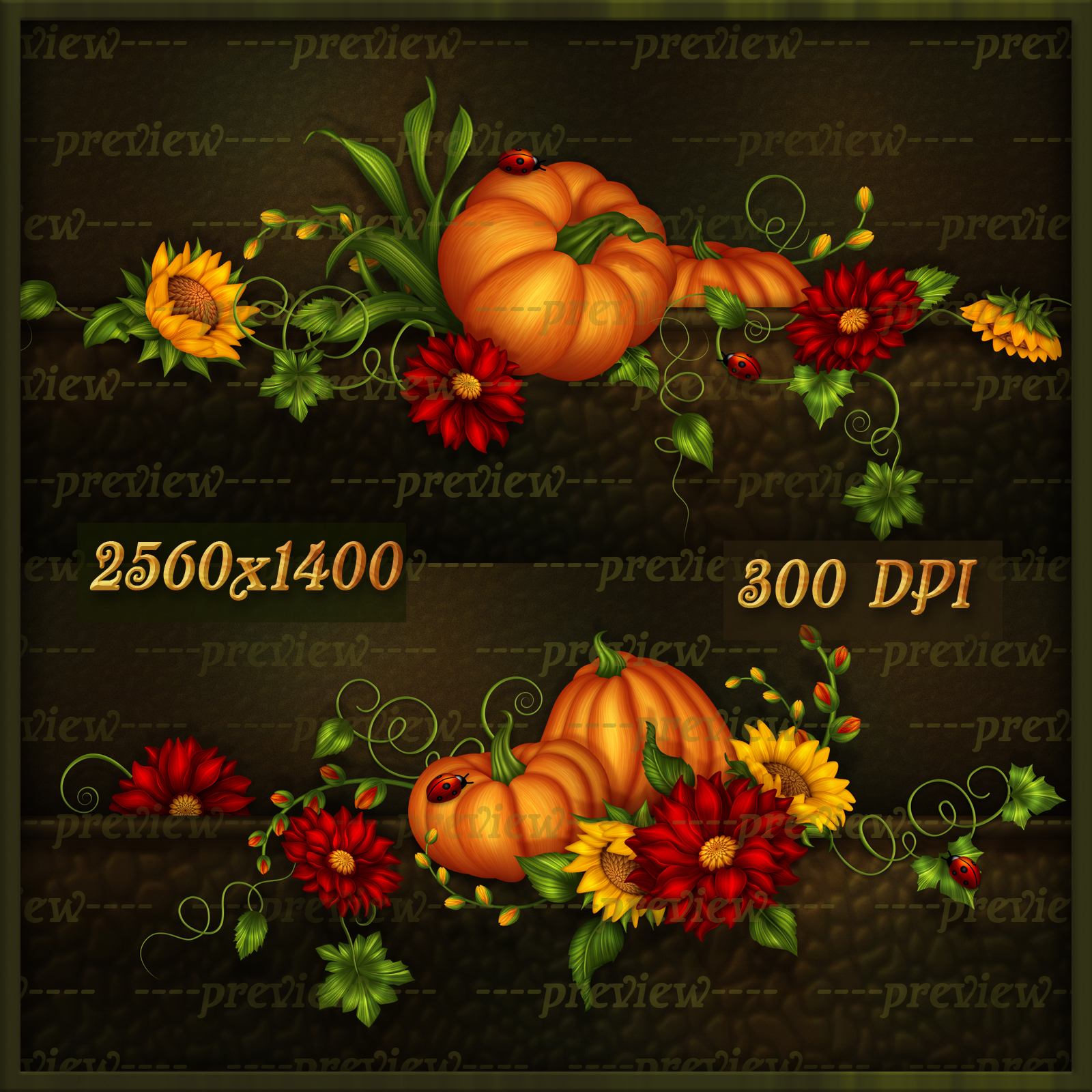 Fall Harvest Floral Wallpapers Backgroungs Set of 8 by N/A