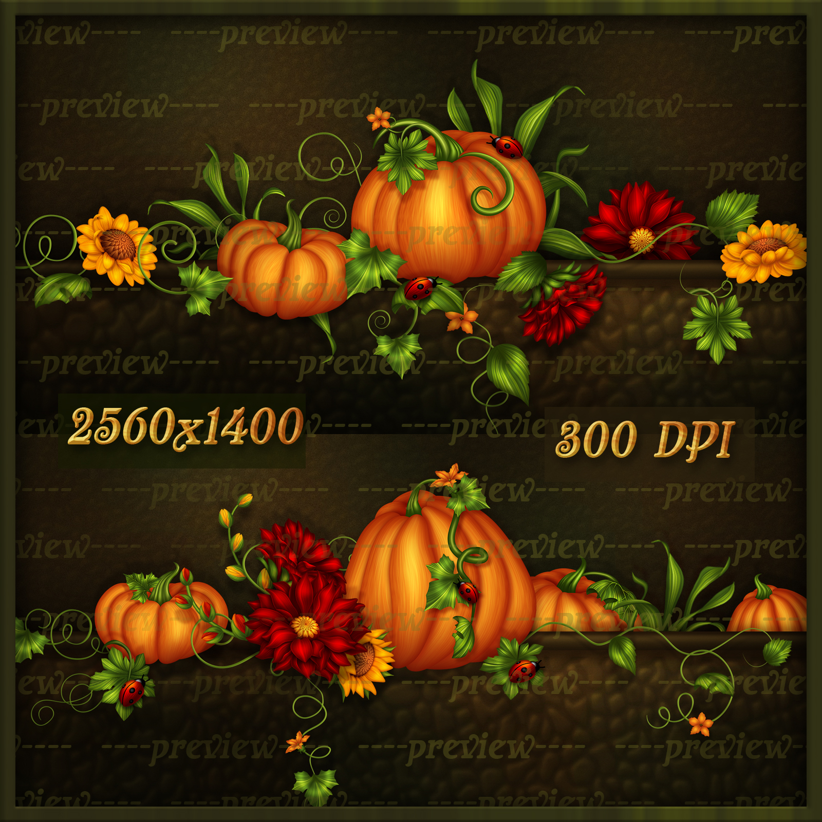 Fall Harvest Floral Wallpapers Backgroungs Set of 8 by N/A