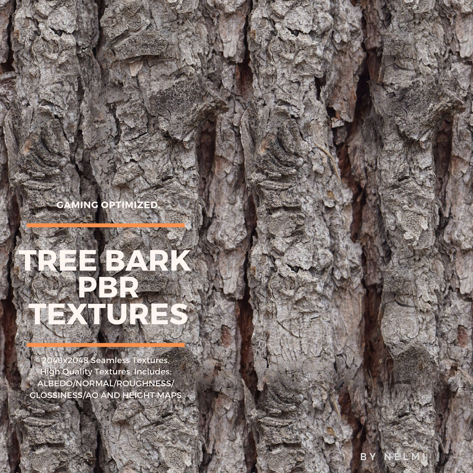 12 PBR Tree Bark Textures with Texture Maps by N/A