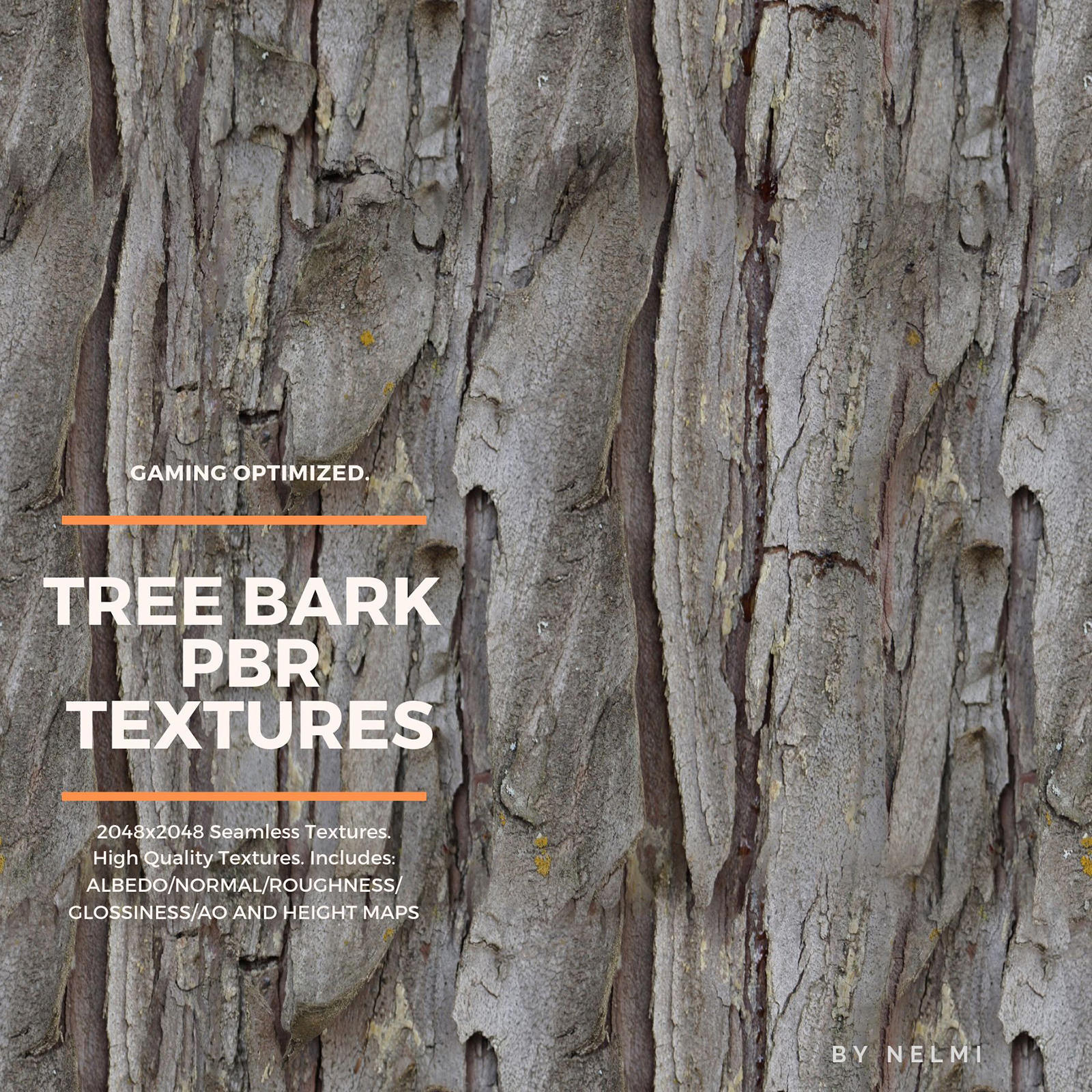 12 PBR Tree Bark Textures with Texture Maps by N/A
