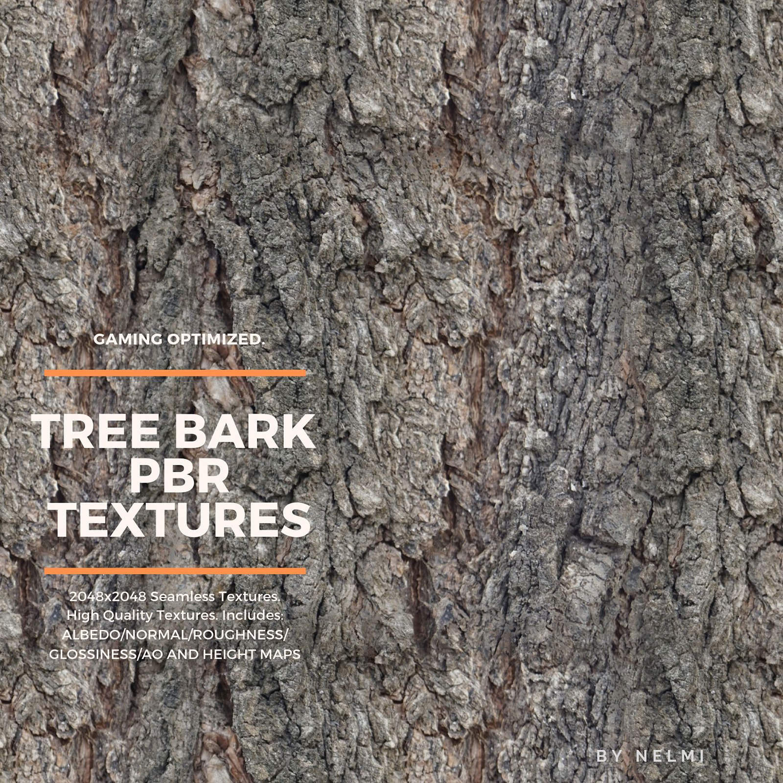 12 PBR Tree Bark Textures with Texture Maps by N/A