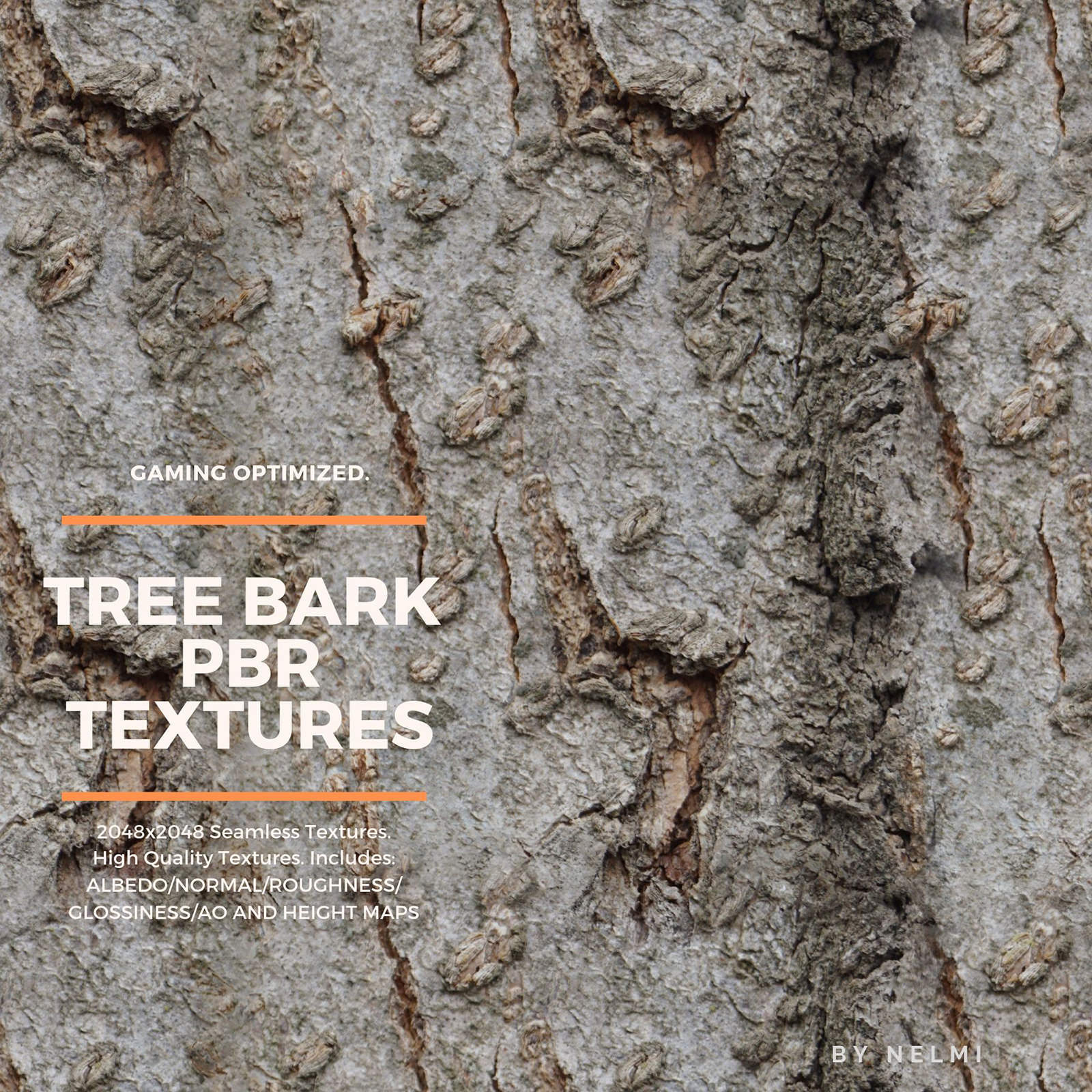12 PBR Tree Bark Textures with Texture Maps by N/A