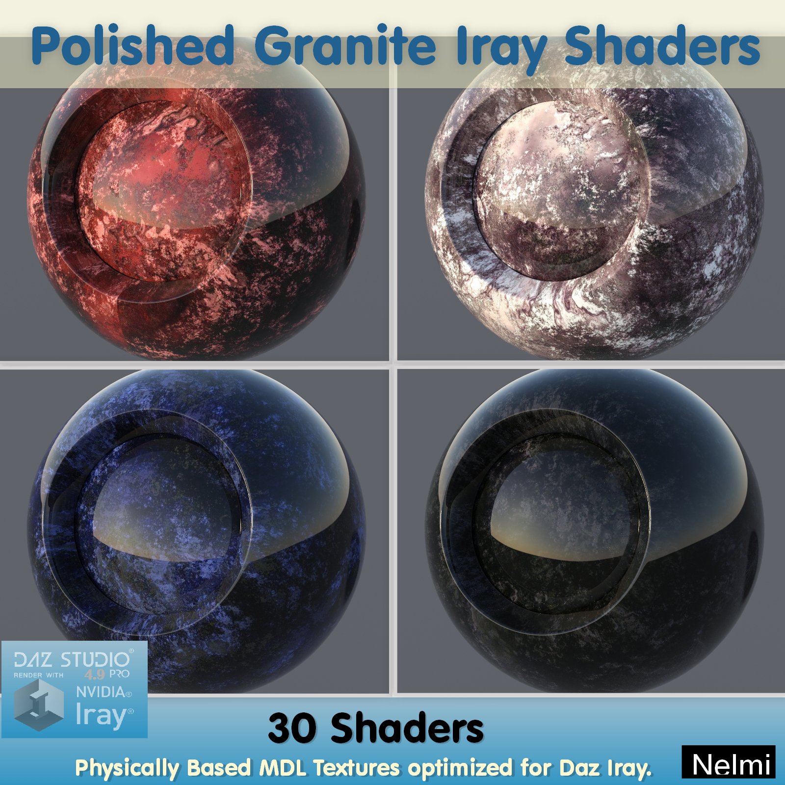 30 Polished Granite Iray Shaders - Merchant Resource by N/A