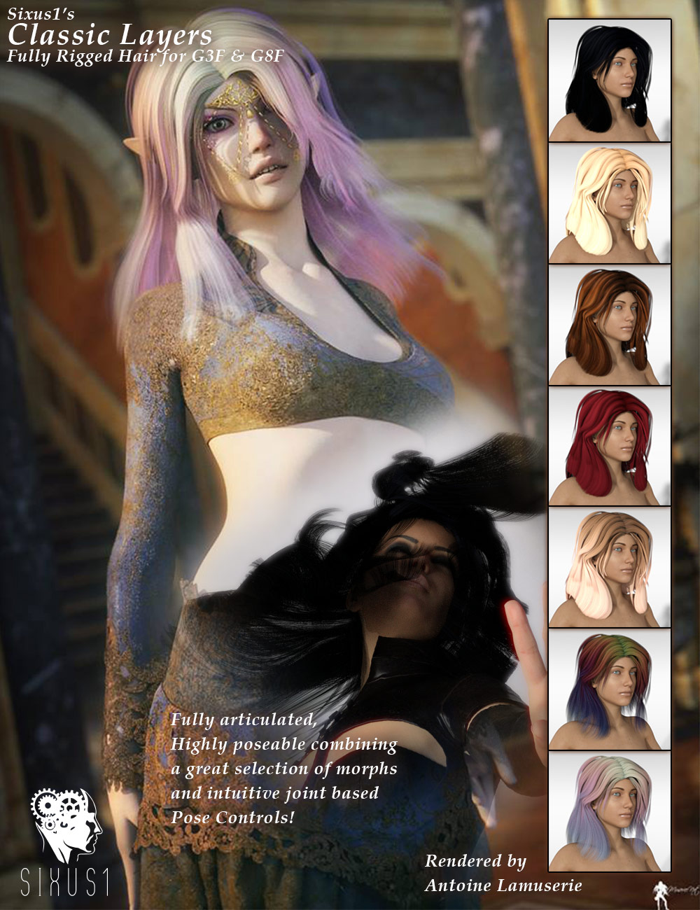 Sixus1s Classic Layers Hair for G3F & G8F by N/A