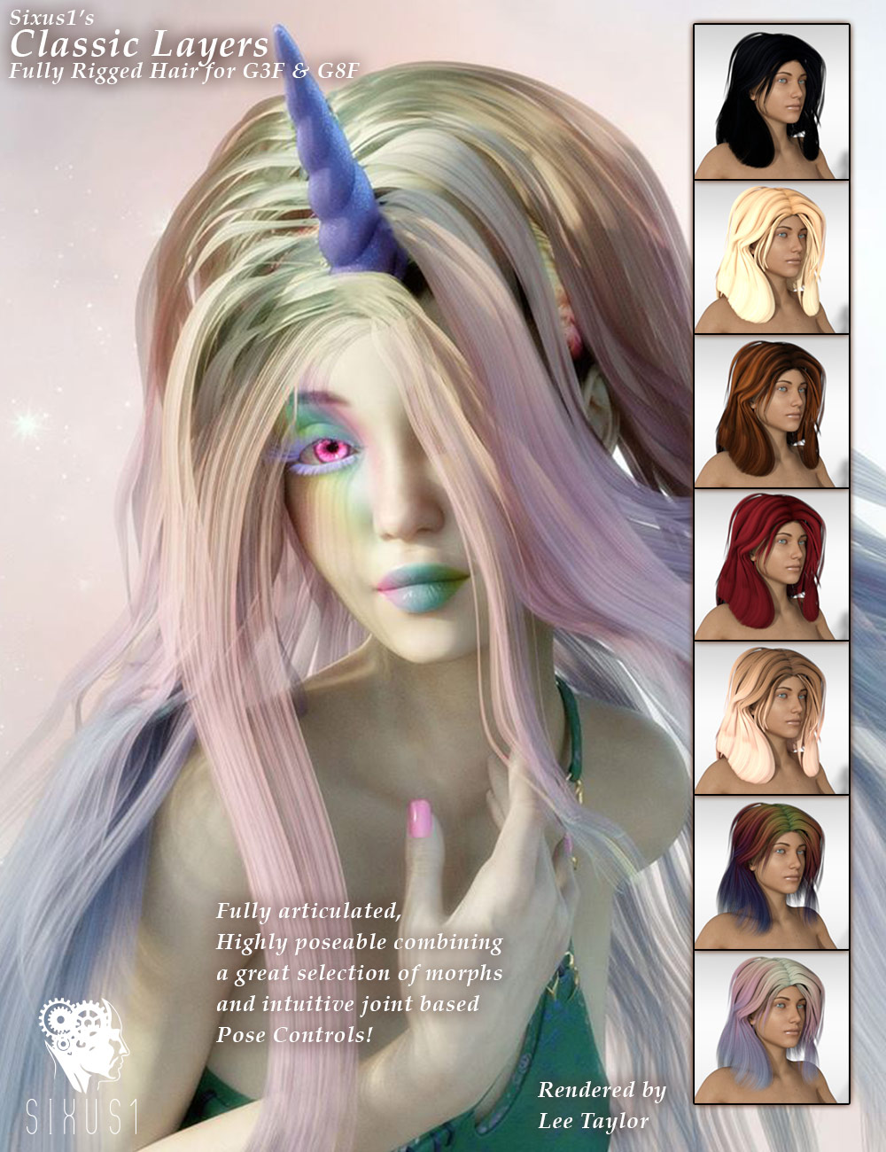 Sixus1s Classic Layers Hair for G3F & G8F by N/A
