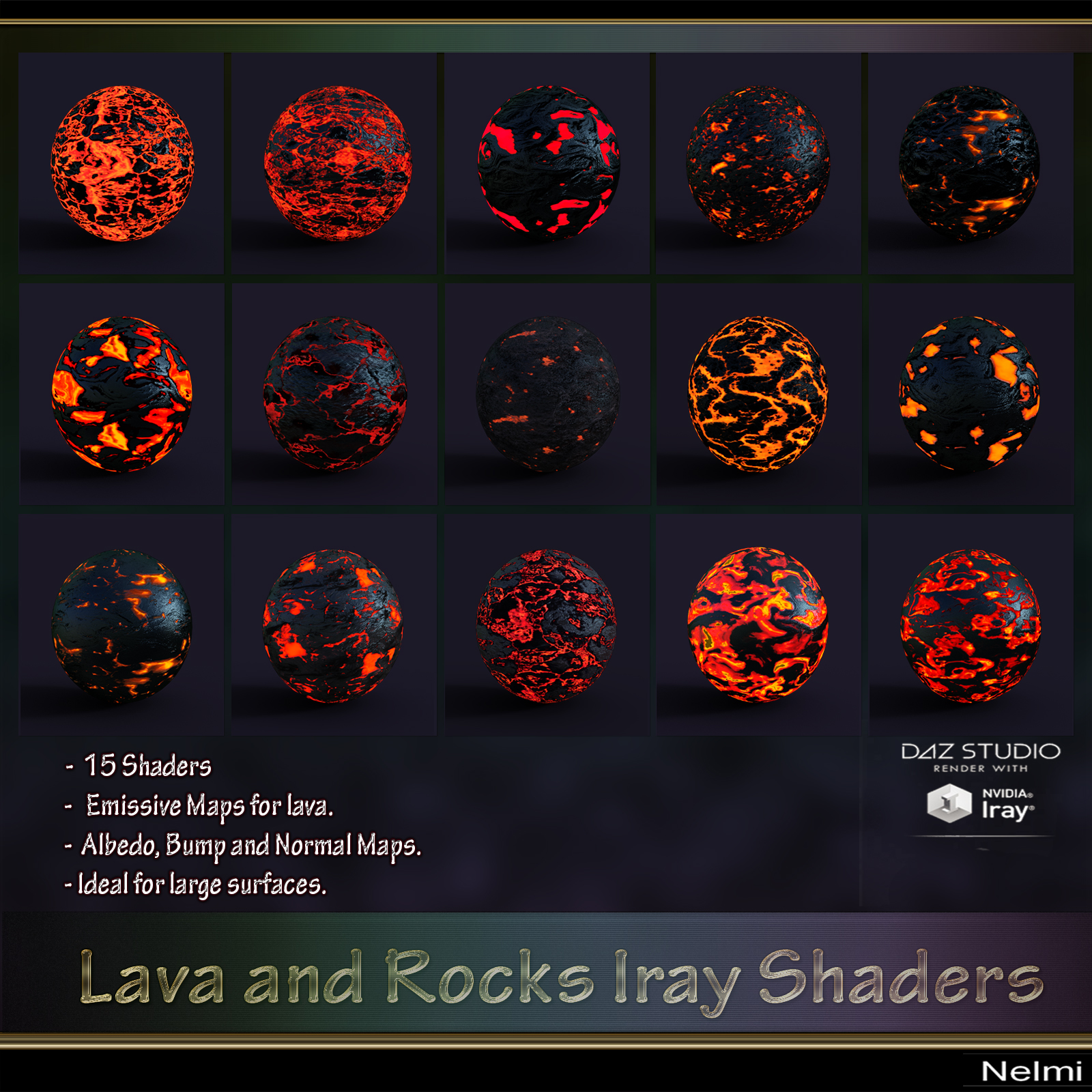 15 Lava and Rock Iray Shaders - Merchant Resource by N/A