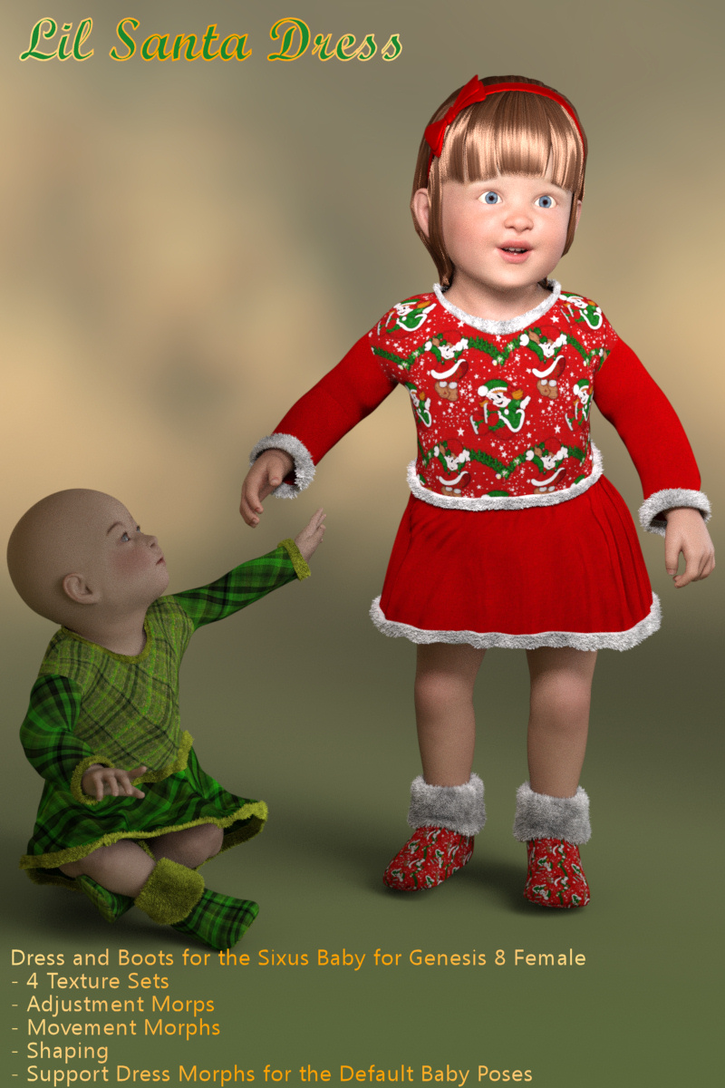 Lil Santa Dress for Sixus1 The Baby G8F by N/A