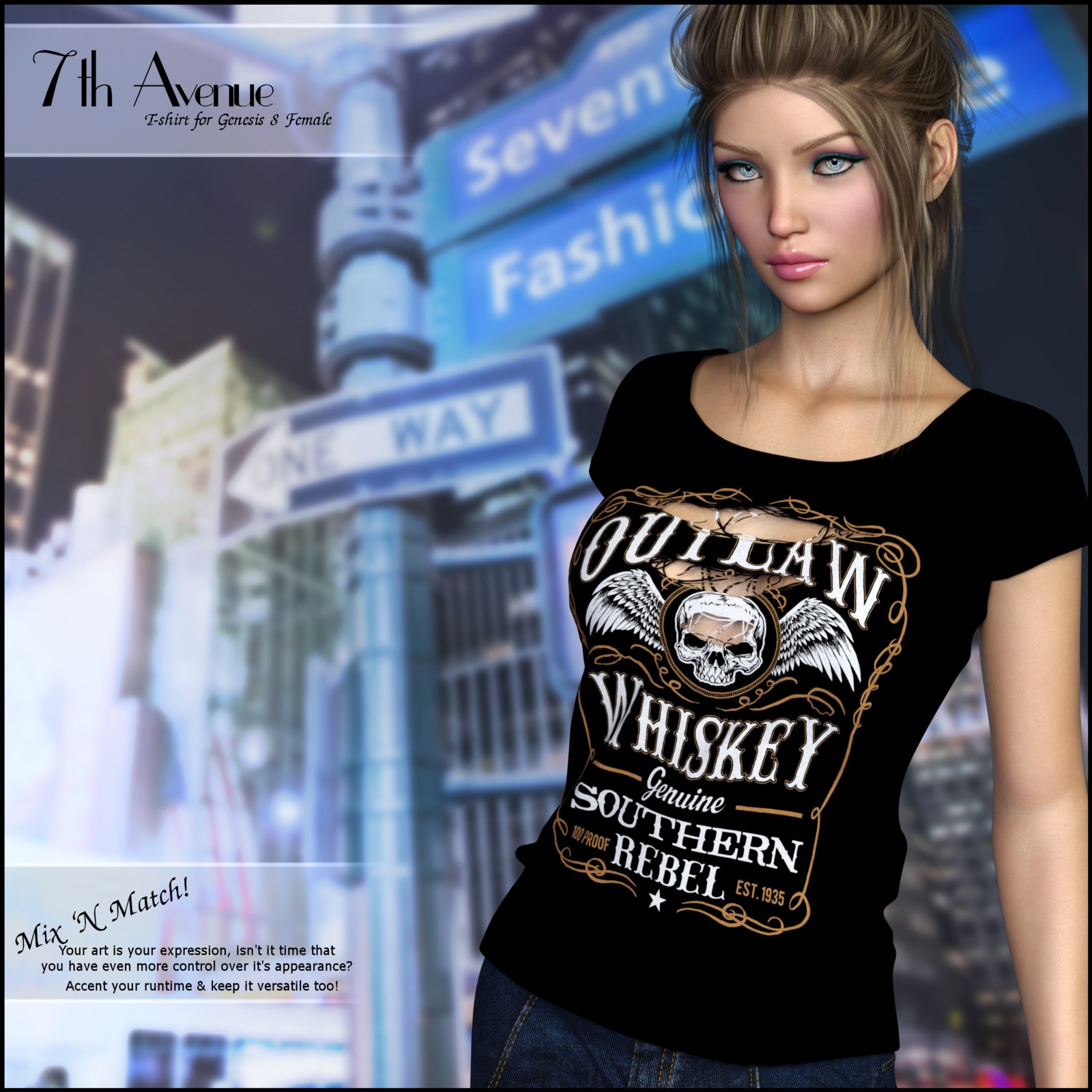 7th Ave: T-Shirt for Genesis 8 Females by N/A