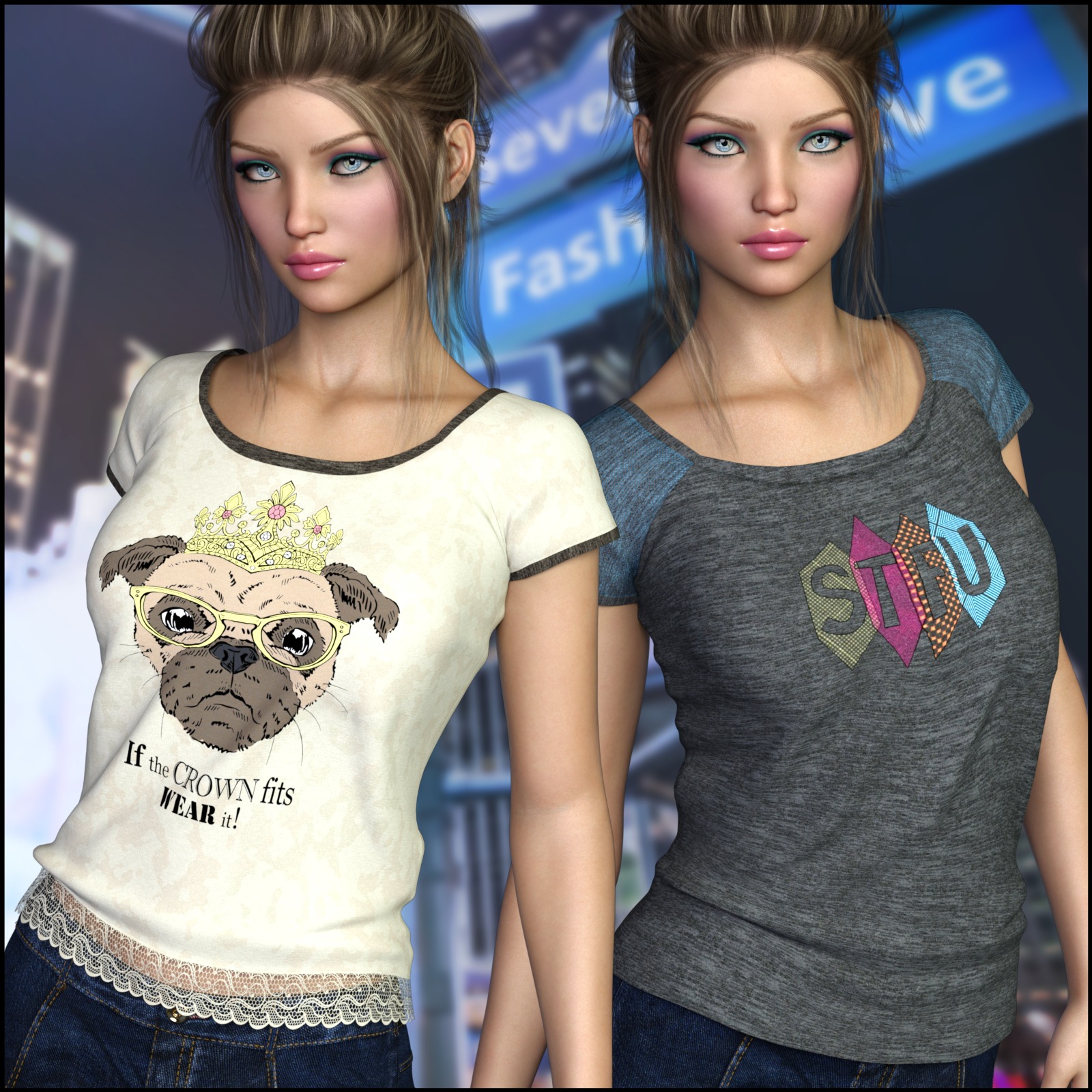 7th Ave: T-Shirt for Genesis 8 Females by N/A