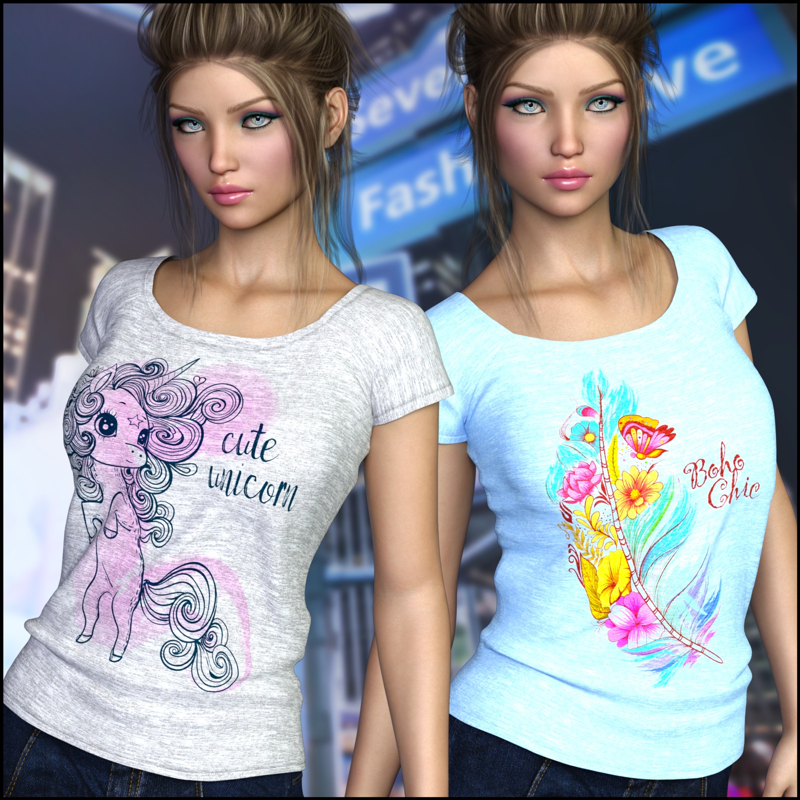 7th Ave: T-Shirt for Genesis 8 Females by N/A
