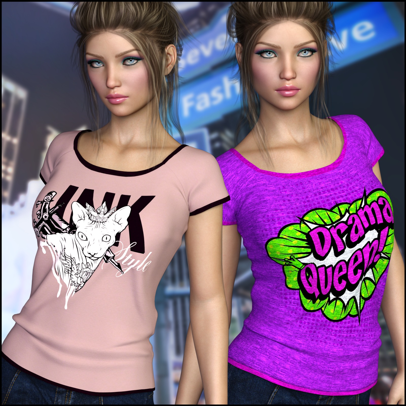 7th Ave: T-Shirt for Genesis 8 Females by N/A