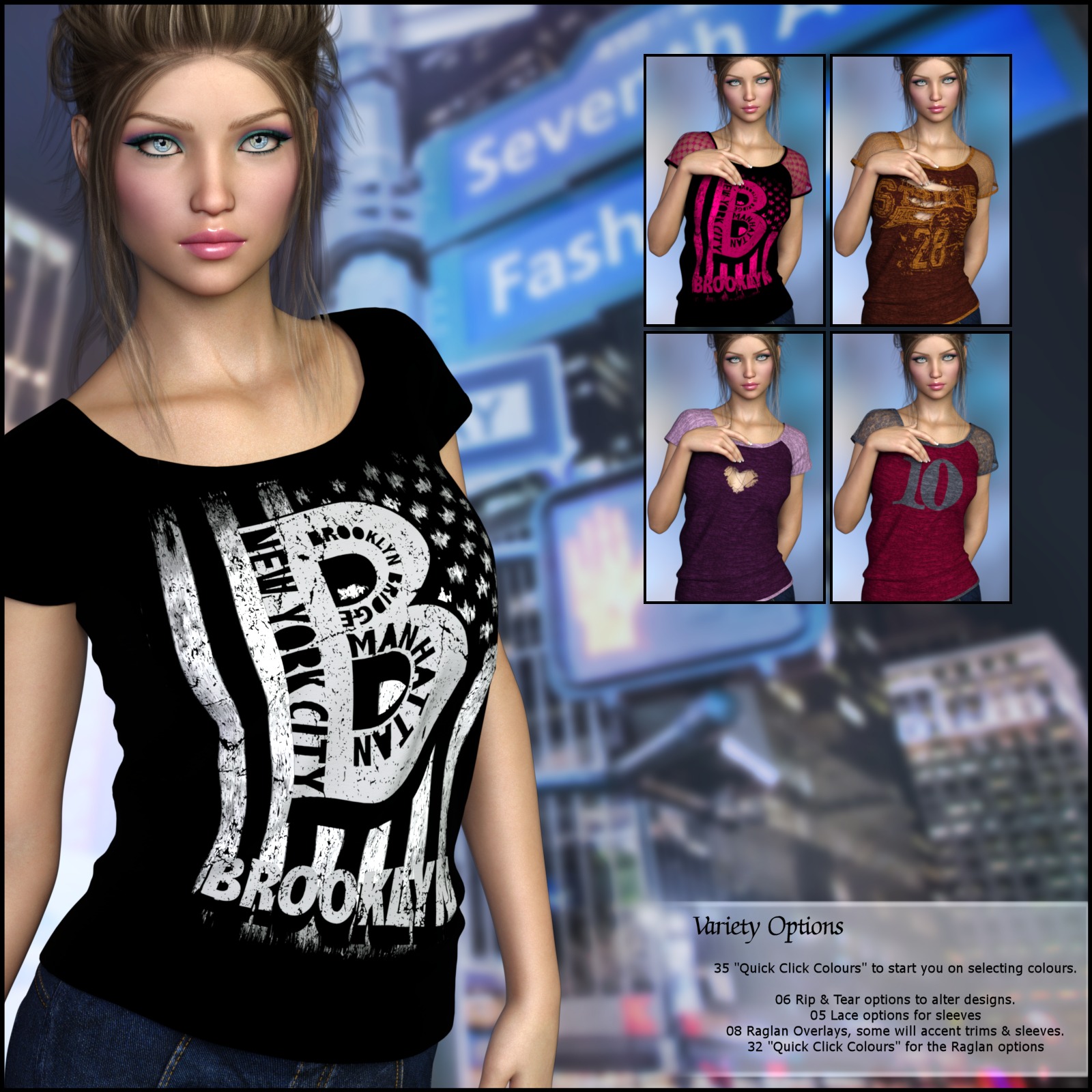 7th Ave: T-Shirt for Genesis 8 Females by N/A