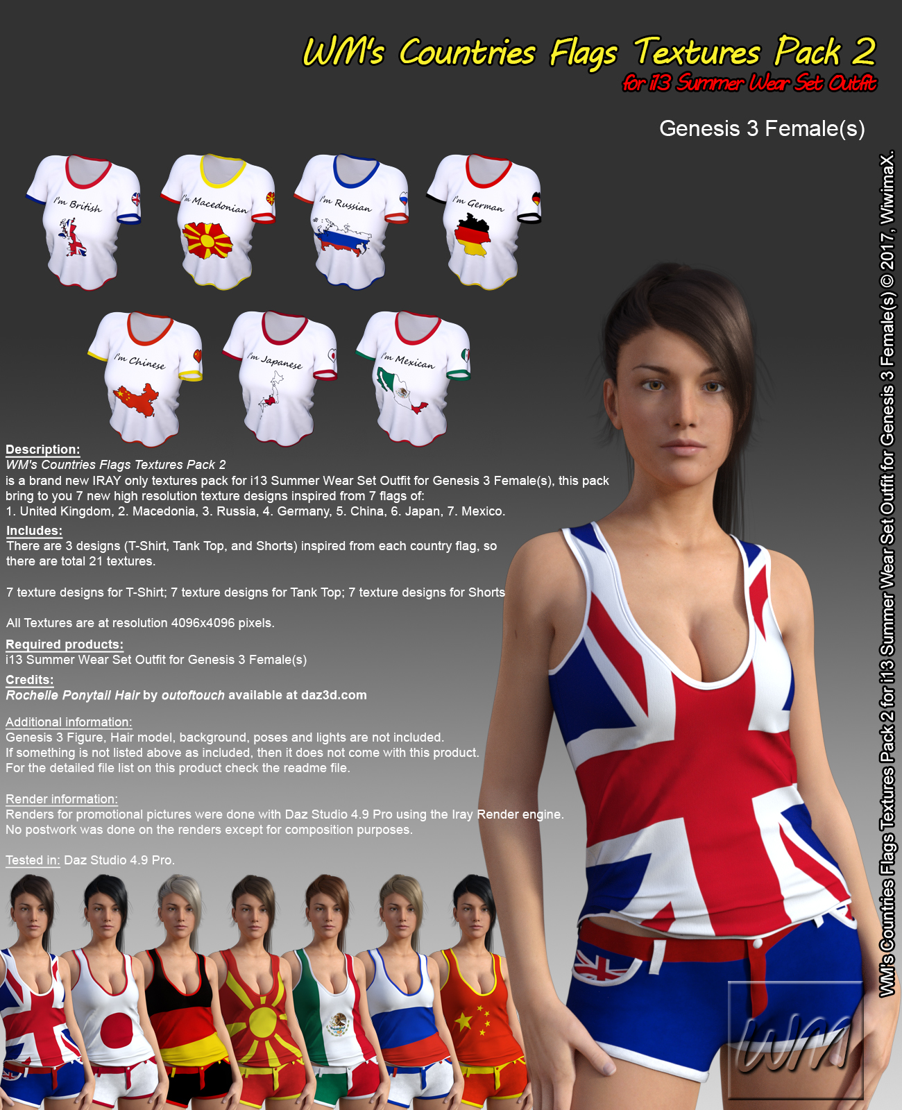 WM's Countries Flags Textures Pack 2 for i13 Summer Wear Set Outfit by N/A
