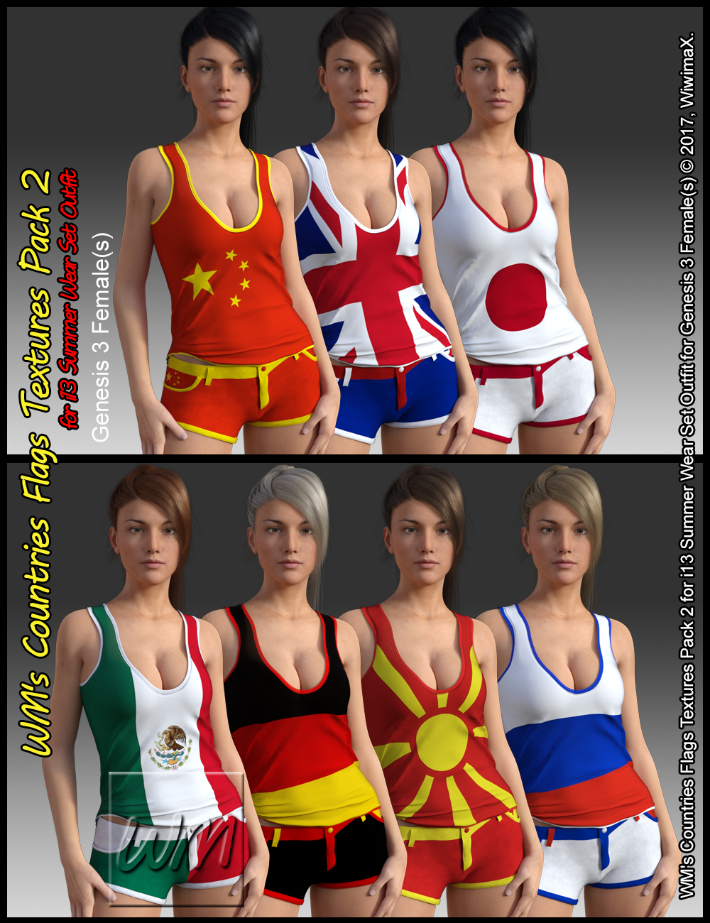 WM's Countries Flags Textures Pack 2 for i13 Summer Wear Set Outfit by N/A