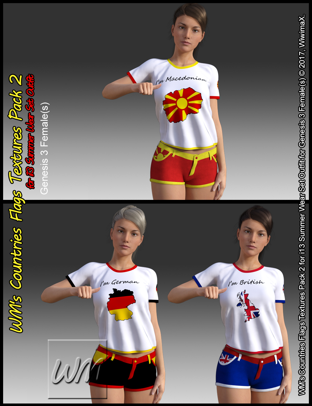 WM's Countries Flags Textures Pack 2 for i13 Summer Wear Set Outfit by N/A