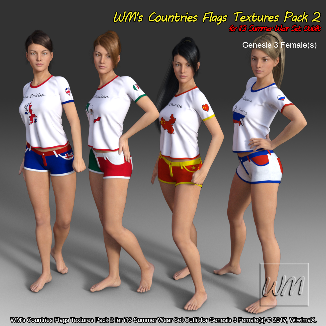WM's Countries Flags Textures Pack 2 for i13 Summer Wear Set Outfit by N/A