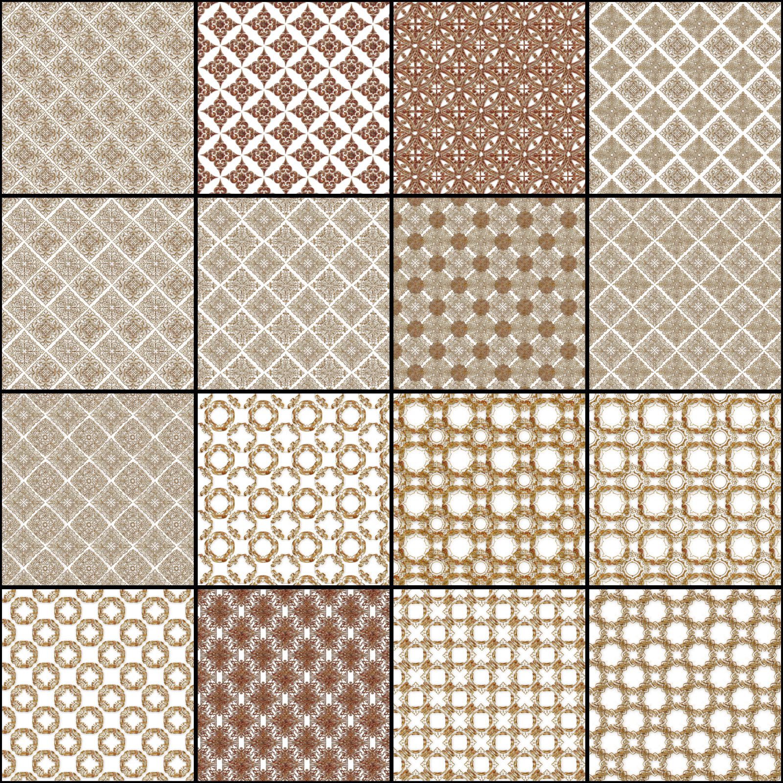 Gold Victorian Ornaments Seamless PNG and PS Patterns by N/A