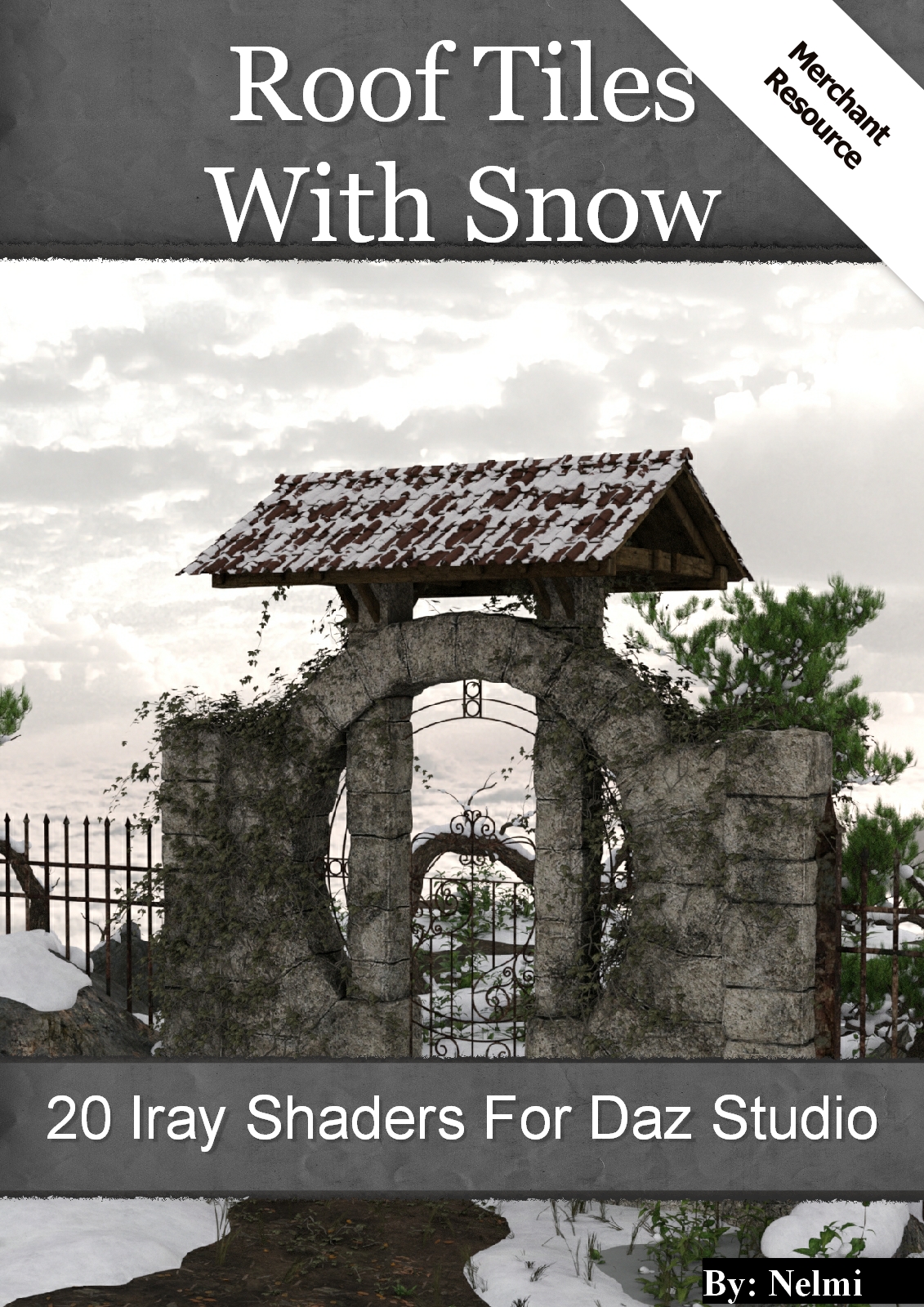 20 Roof Tiles with Snow Iray Shaders - Merchant Resource by N/A