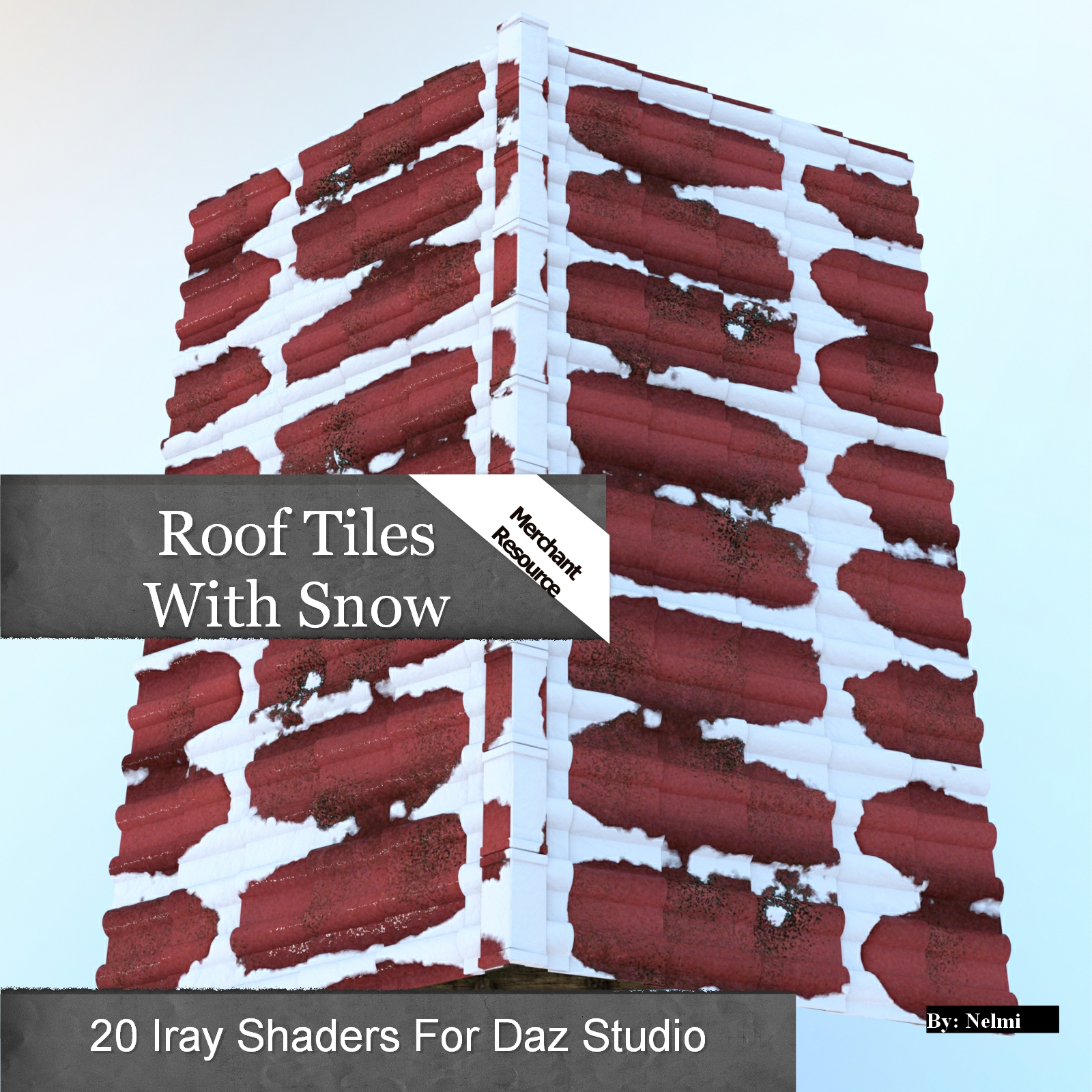 20 Roof Tiles with Snow Iray Shaders - Merchant Resource by N/A