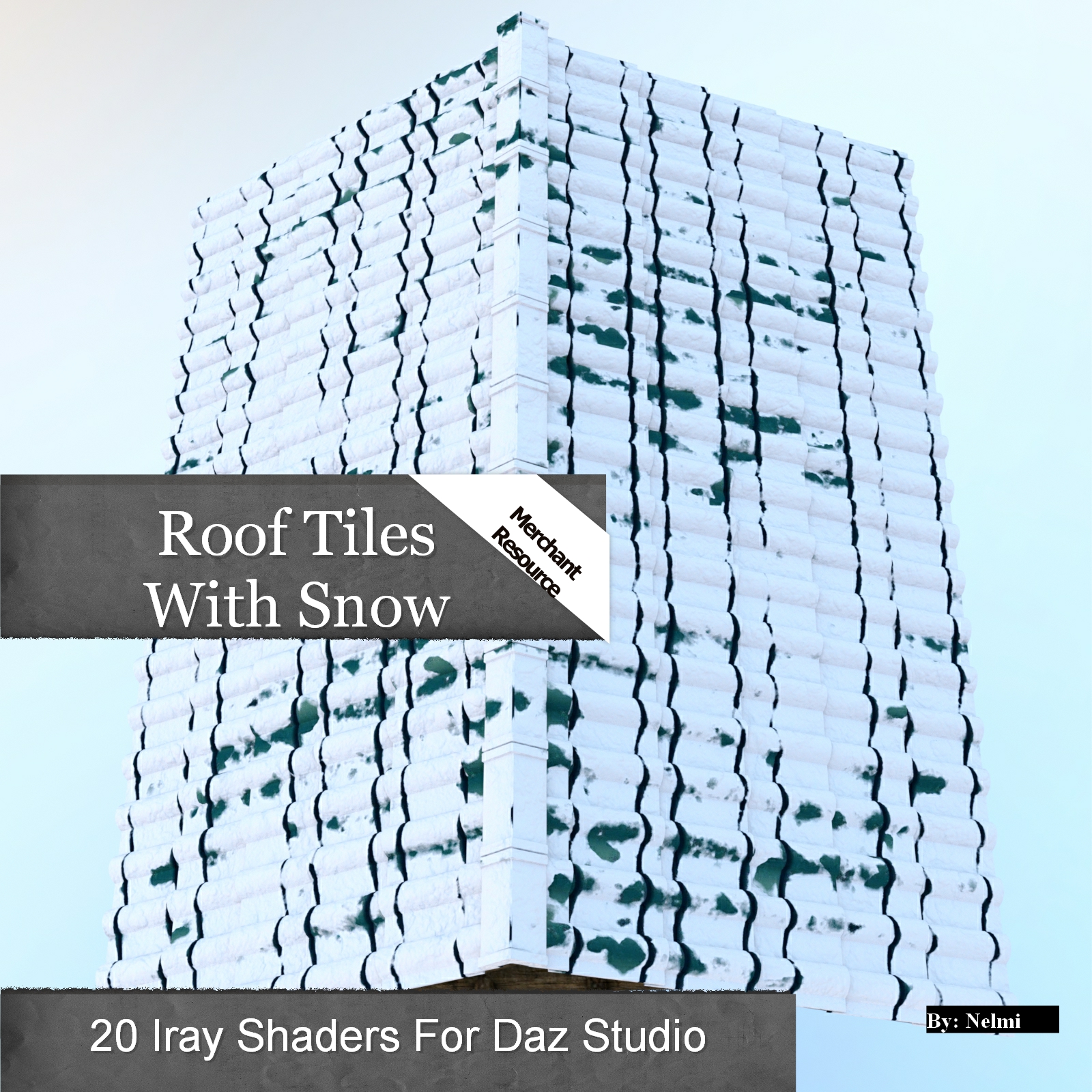 20 Roof Tiles with Snow Iray Shaders - Merchant Resource by N/A
