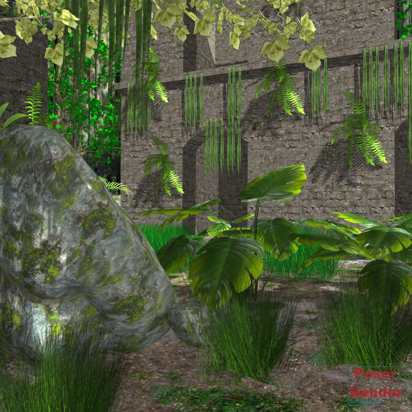 Ruins in the forest Poser by N/A