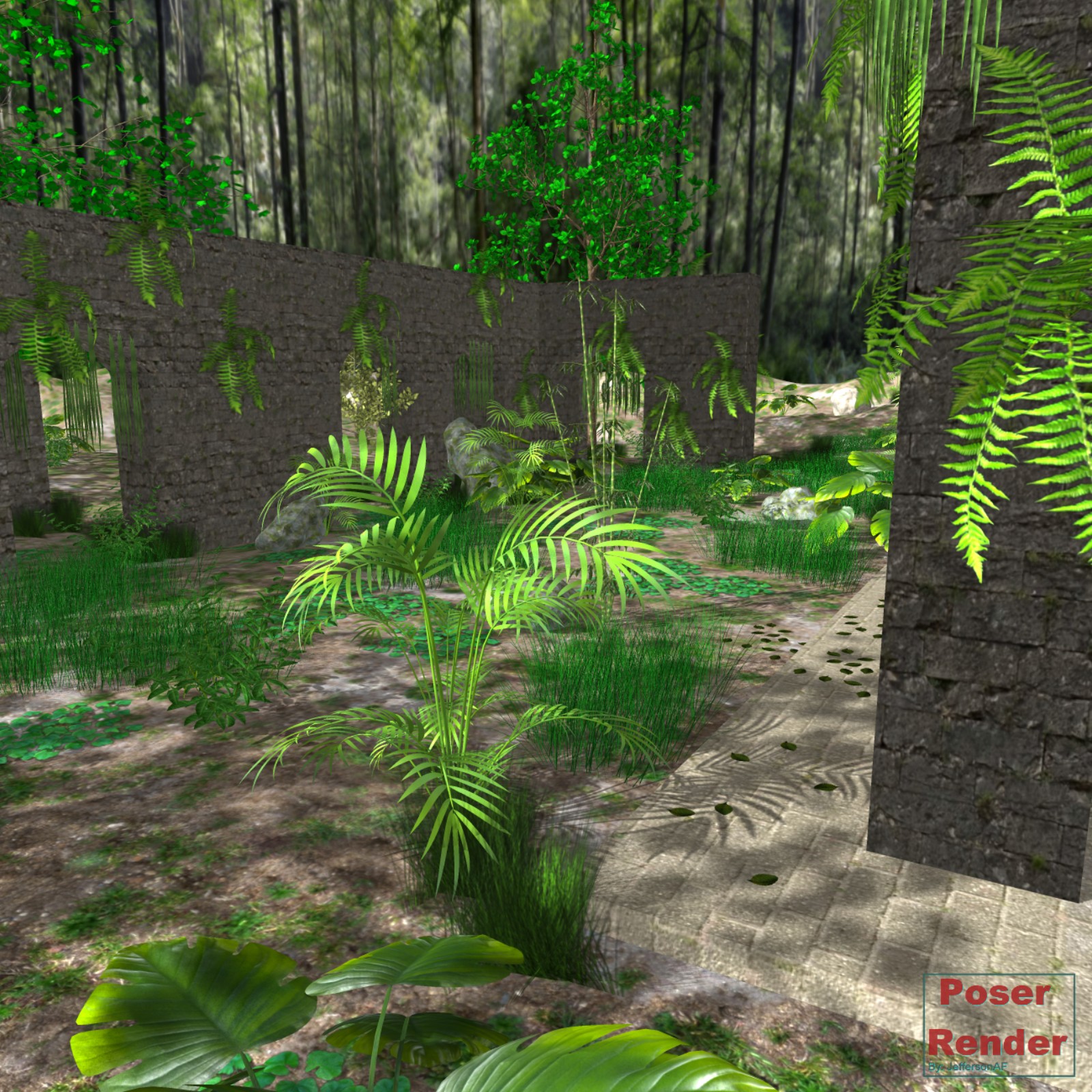 Ruins in the forest Poser by N/A
