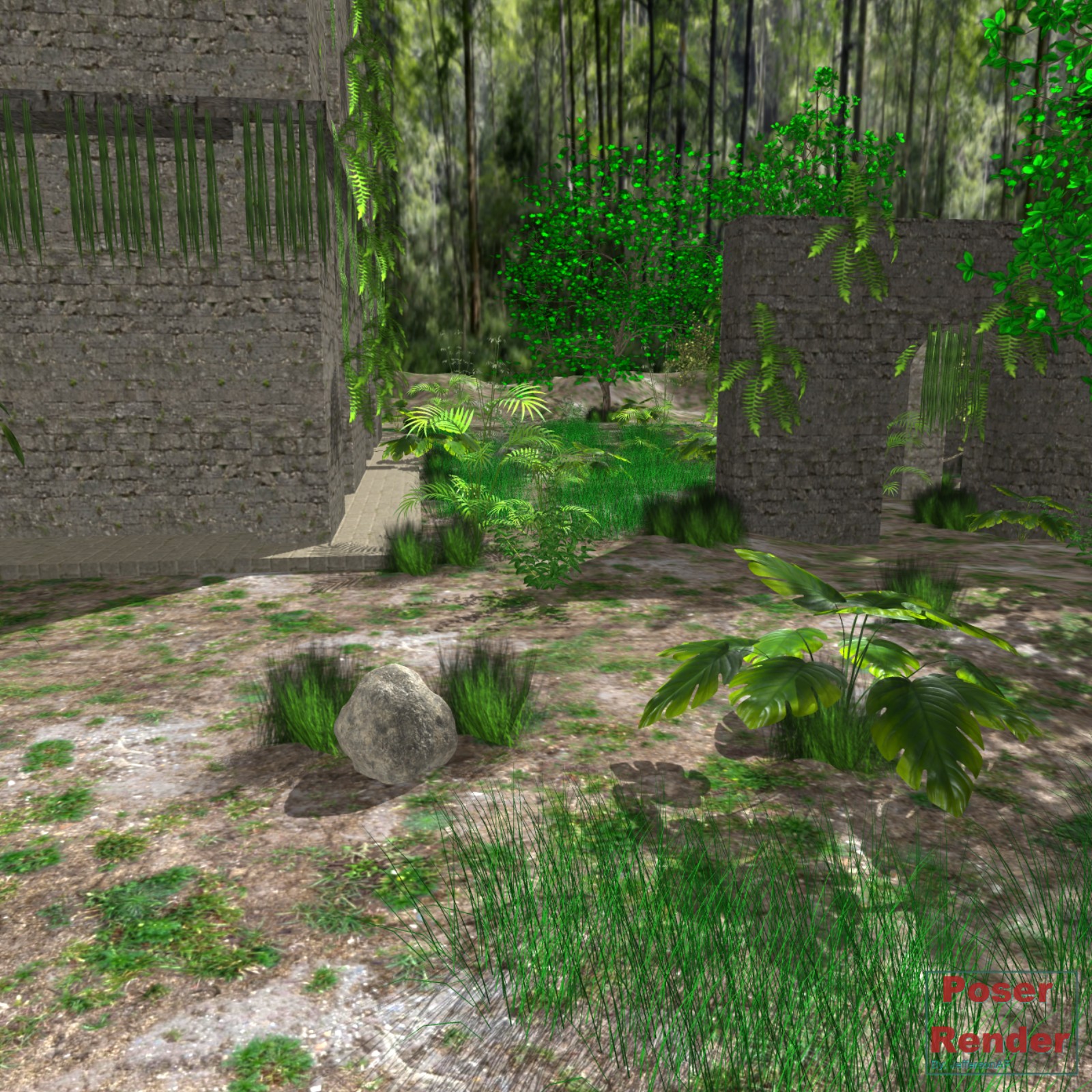 Ruins in the forest Poser by N/A