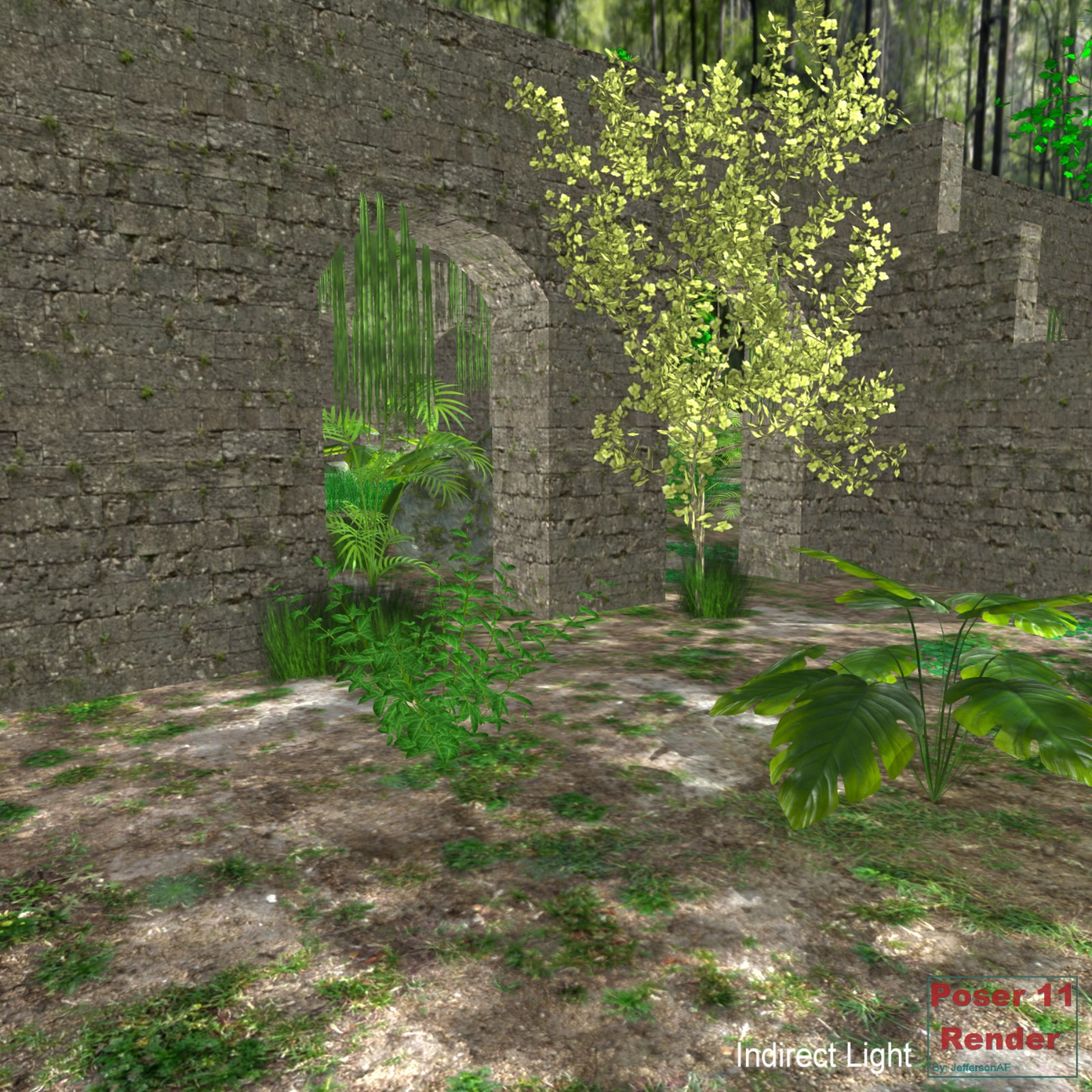 Ruins in the forest Poser by N/A