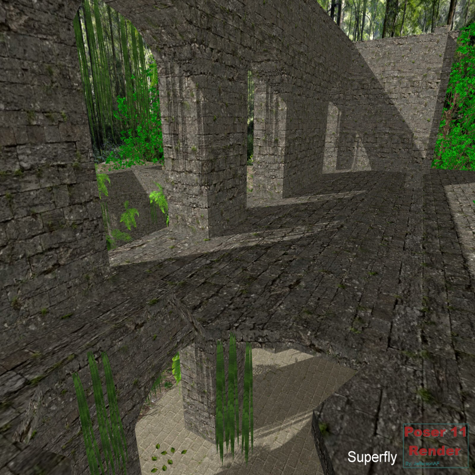 Ruins in the forest Poser by N/A