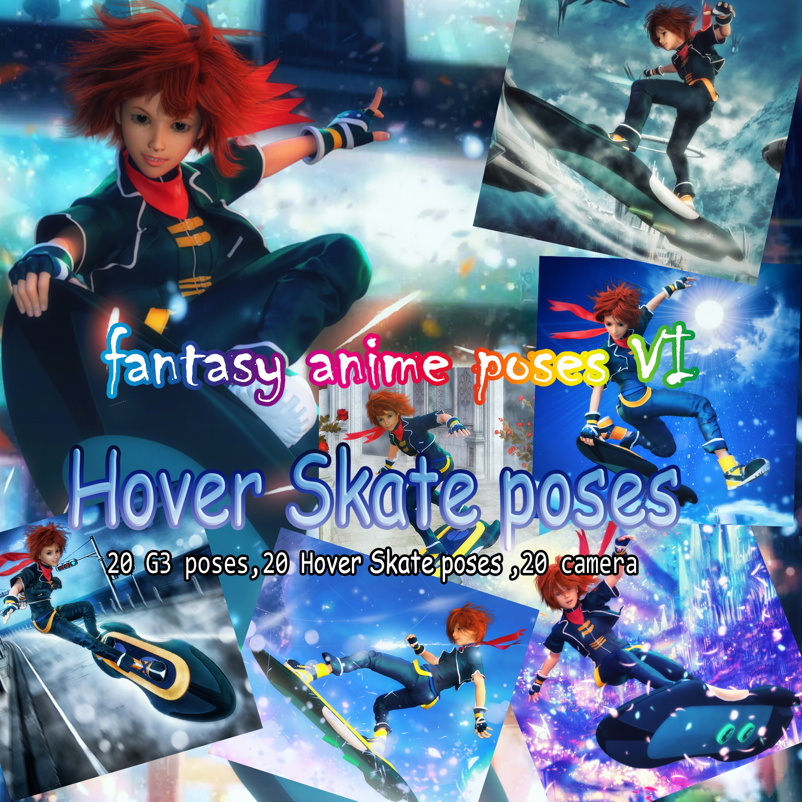 Fantasy Anime Poses VI _ hover skate_ for G3 by N/A