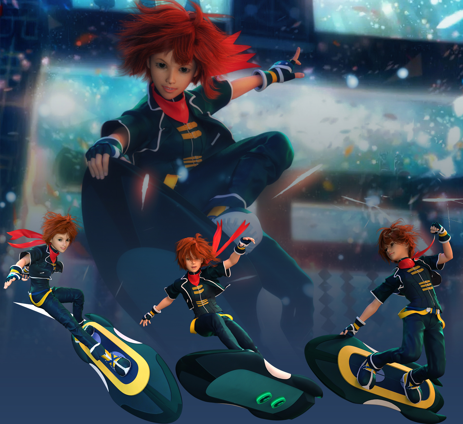 Fantasy Anime Poses VI _ hover skate_ for G3 by N/A