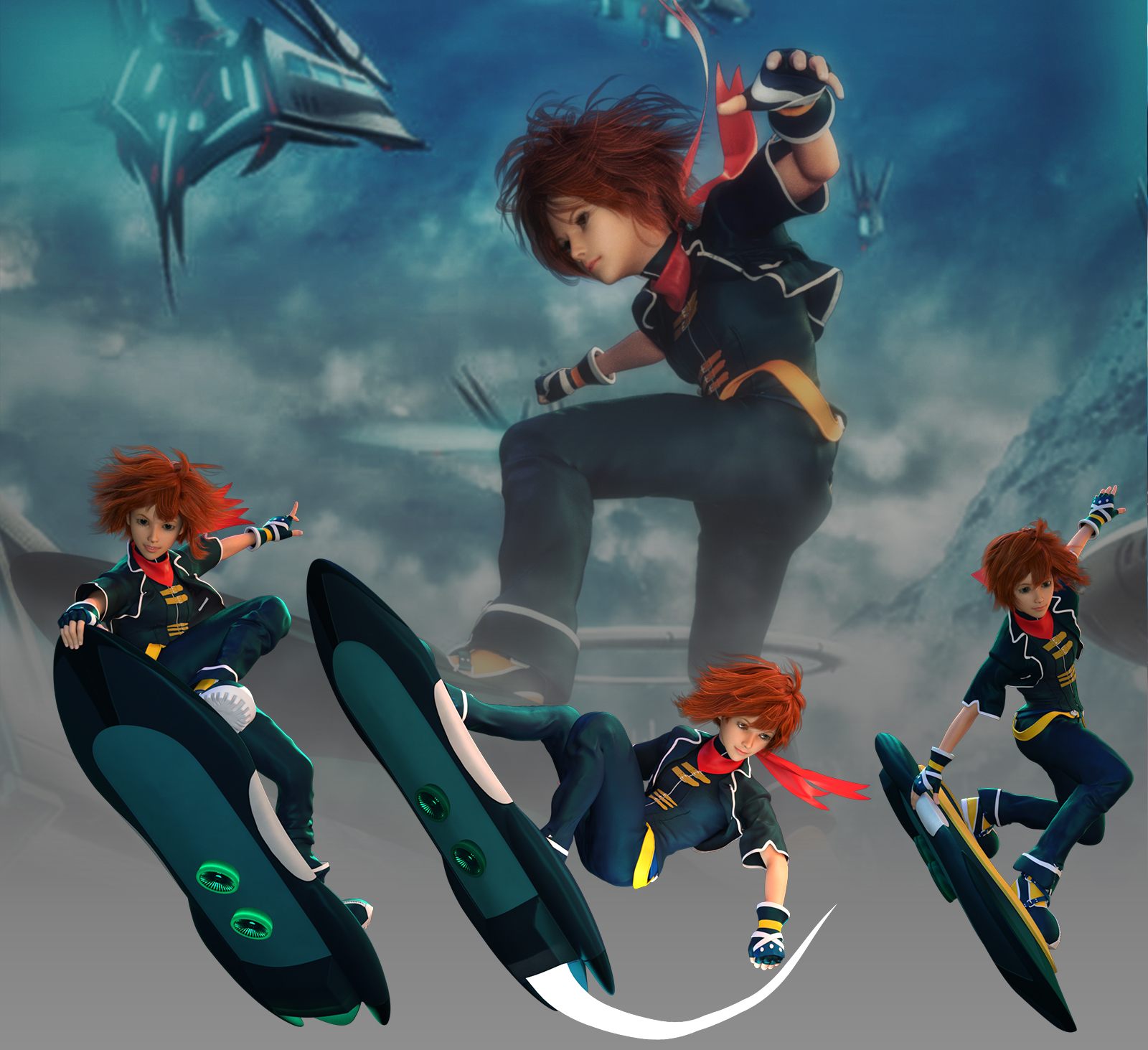 Fantasy Anime Poses VI _ hover skate_ for G3 by N/A