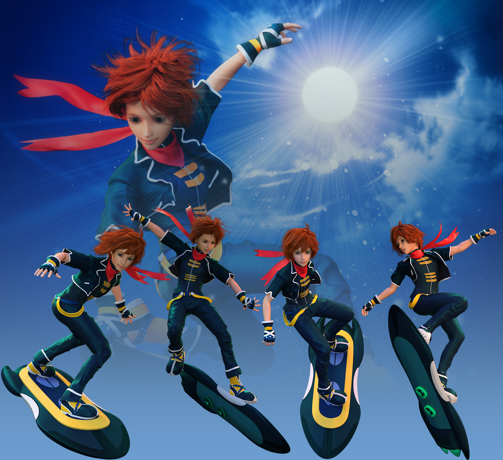 Fantasy Anime Poses VI _ hover skate_ for G3 by N/A