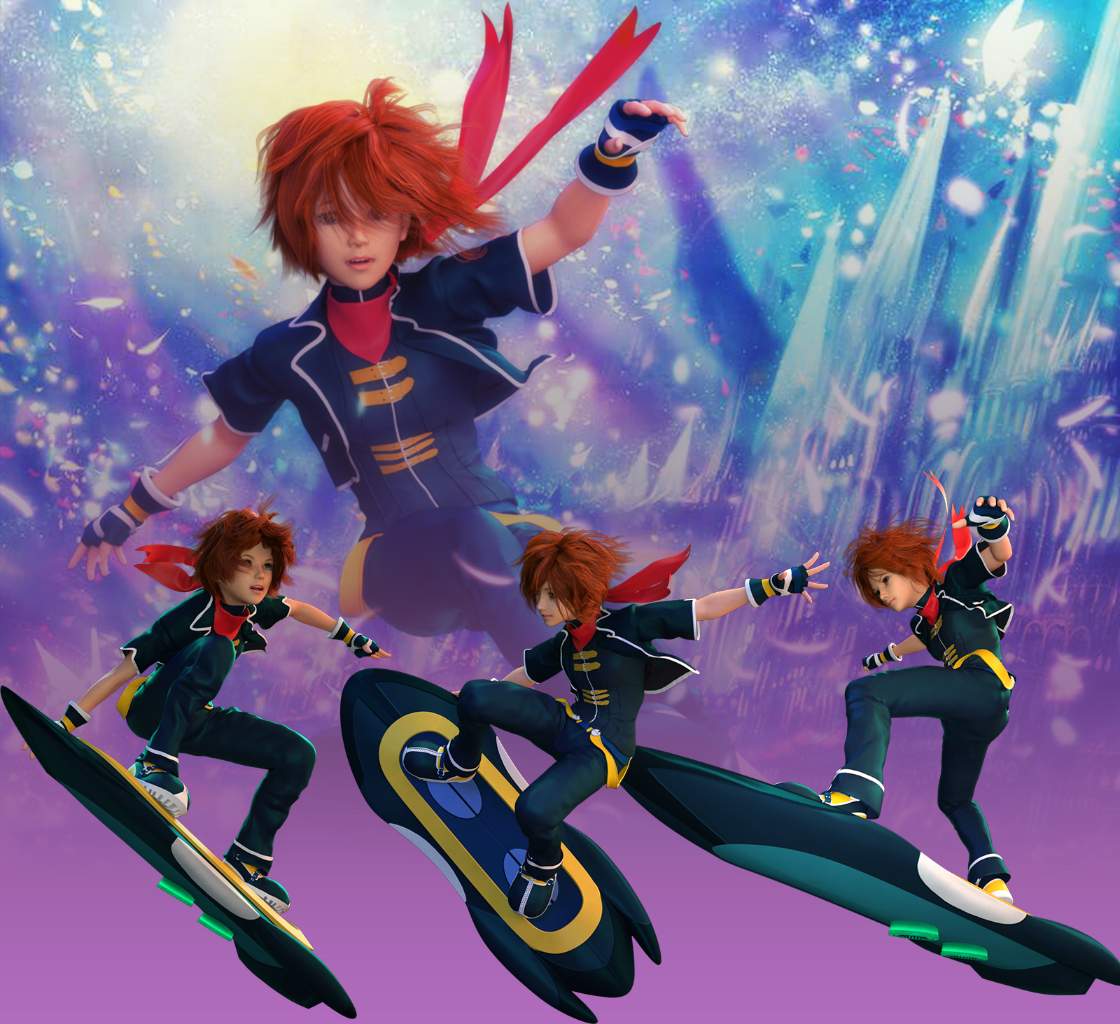 Fantasy Anime Poses VI _ hover skate_ for G3 by N/A