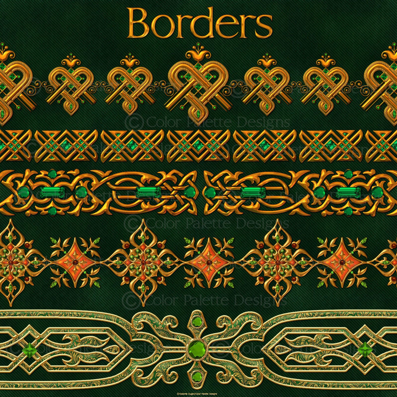 Jeweled Celtic Borders and Bars w/Bonus Gift by N/A