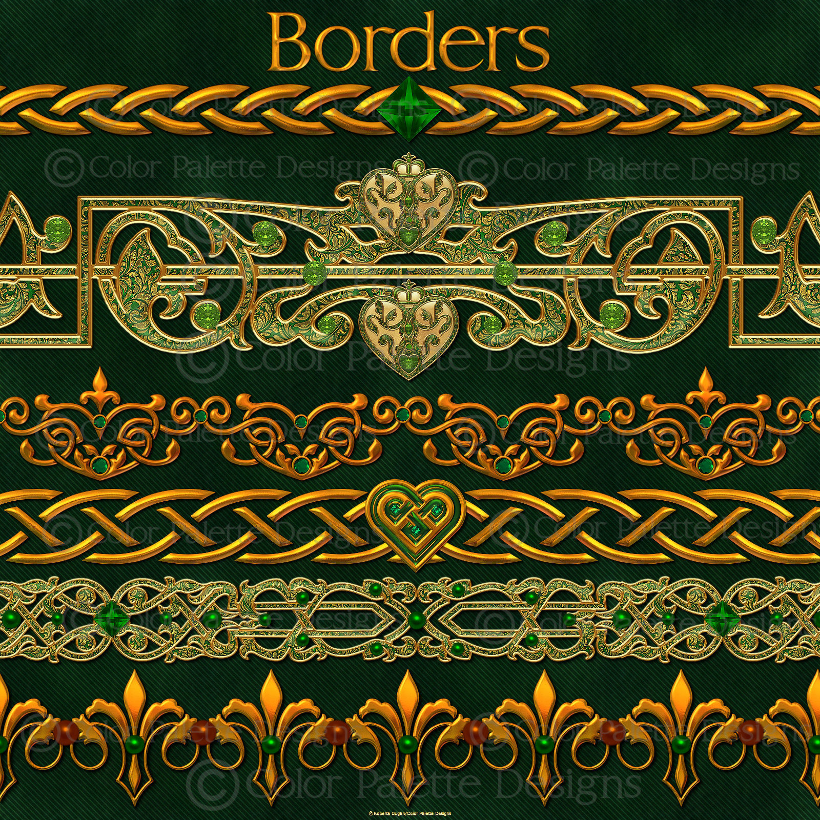 Jeweled Celtic Borders and Bars w/Bonus Gift by N/A