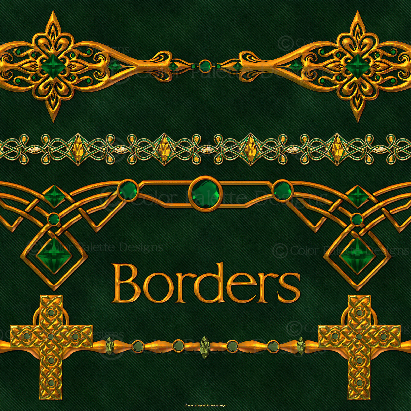 Jeweled Celtic Borders and Bars w/Bonus Gift by N/A
