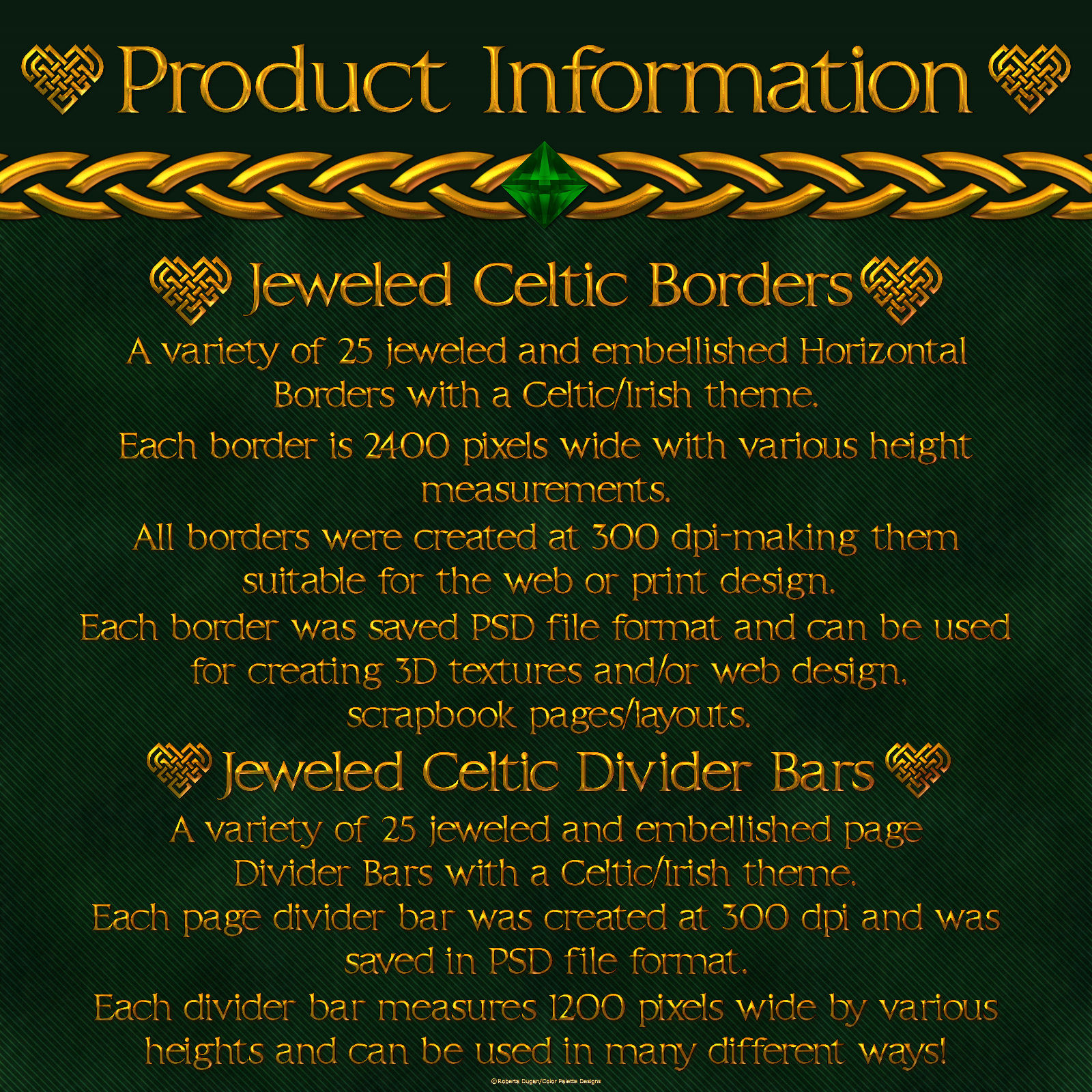 Jeweled Celtic Borders and Bars w/Bonus Gift by N/A