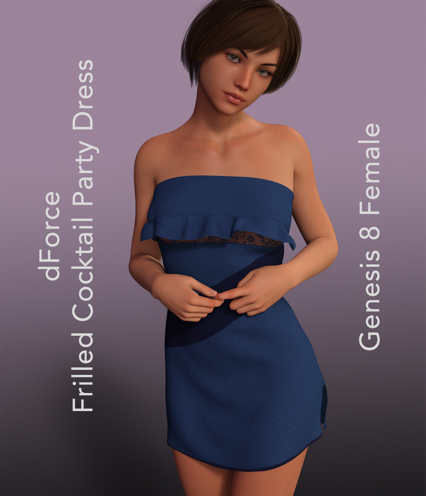 Frilled Cocktail Party Dress for Genesis 8 Females by N/A